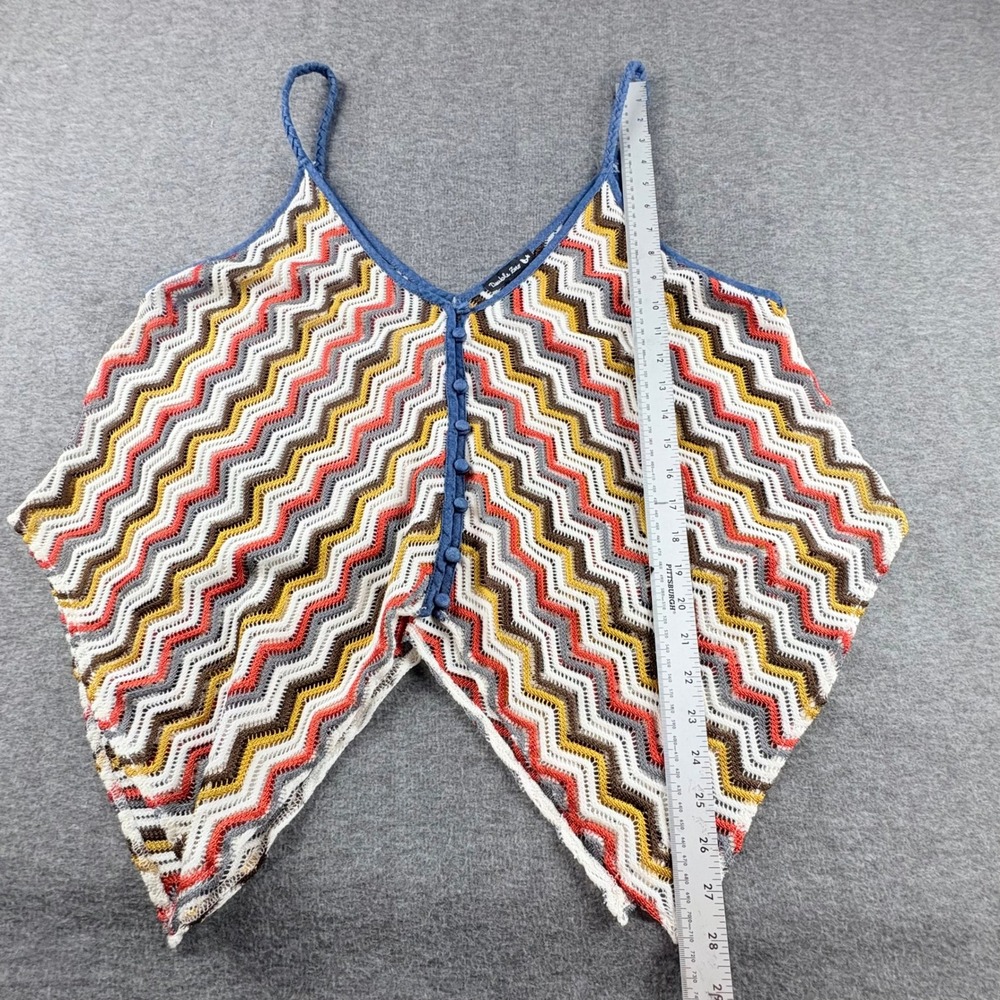 Double Zero Crochet Knit Tank Top Sz. M. Chevron Pattern Button Front Multicolor - Picture 7 of 9